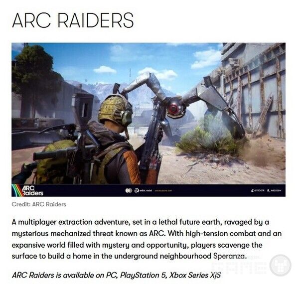 베스트 게임 후보작에 선정된 아크 레이더스&nbsp; / BAFTA 홈페이지