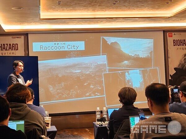 라쿤 시티를 배경으로 했기에, 시리즈 팬들의 관심도도 높였다 / 게임와이 촬영