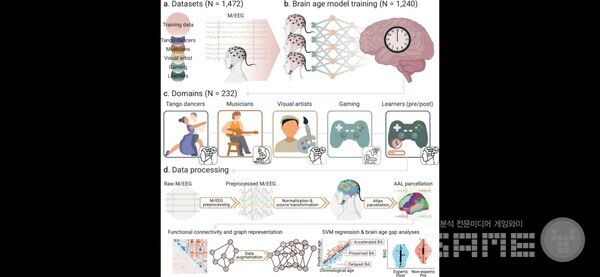 (a) 뇌 시계 모델을 만들고 (b) 다양한 수준의 창의적 경험을 가진 그룹에서 모델을 테스트하기 위해 1,473명의 참가자를 포함했다
