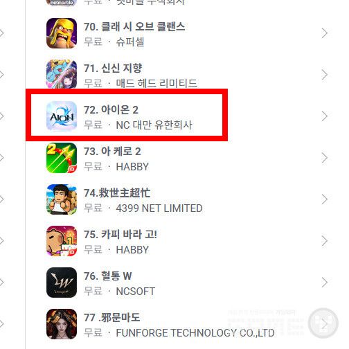 12월 9일자 대만 애플 순위 /앱피규어