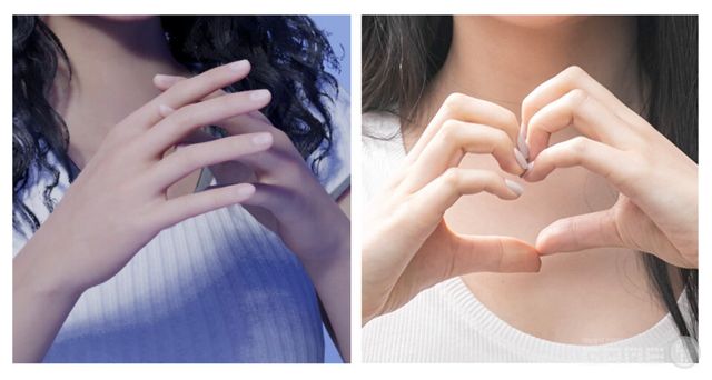 왼) '인조이'가 인식한 손 / 오) 인식한 원본 사진