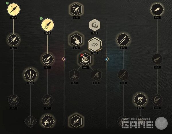 주무기가 2개라 다소 복잡해 보이는 스킬 화면.&nbsp;크로노 오디세이 /게임와이 촬영