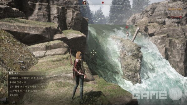폭포 사이에서 떨고 있는 남자. 크로노 오디세이 /게임와이 촬영