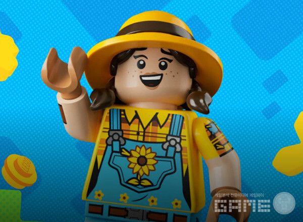 ▲해바라기와 대화해 도시 정원사 일거리를 받고, 도시의 외관을 나만의 스타일로 꾸밀 수 있다. 좋아하는 나무와 꽃을 골라 도시에 생동감을 불어넣어 보자.&nbsp;레고 포트나이트 브릭라이프 /게임와이 촬영