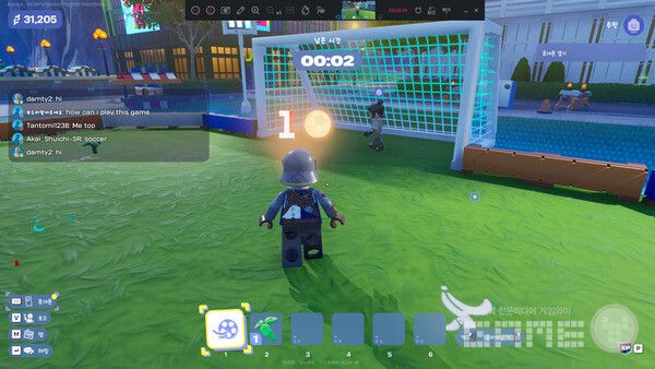 ▲골을 넣으면 넣을수록 재미가 붙는다. 정해진 시간에 많은 점수를 내면 된다.&nbsp;레고 포트나이트 브릭라이프 /게임와이 촬영