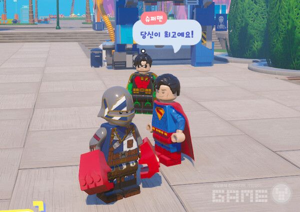 ▲사각 링도 있어서, 다른 사람들과 권투도 할 수 있다. 슈퍼맨 스킨은 어디서 사는 건가요? 레고 포트나이트 브릭라이프 /게임와이 촬영