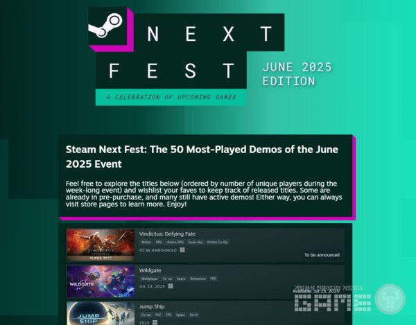 넥슨 CAG 스튜디오가 개발 중인 신작 액션 RPG ‘빈딕투스: 디파잉 페이트’가 스팀이 선정한 ‘6월 넥스트 페스트 인기 데모’ 중 가장 많이 플레이된 타이틀로 이름을 올렸다.