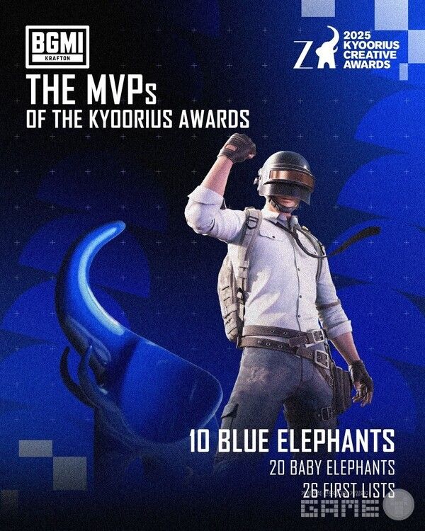 ‘큐리어스’ 시상식은 지난달 24일 인도 뭄바이에서 열렸으며, 크래프톤은 본상에 해당하는 블루 엘리펀트(Blue Elephant) 부문에서 10개, 베이비 엘리펀트(Baby Elephant) 부문에서 20개, 퍼스트 리스트(First List) 26건에 이름을 올리는 쾌거를 이뤘다.