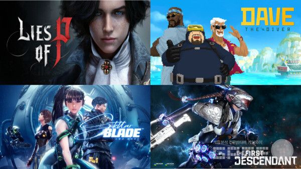 (왼쪽부터 시계 방향으로) P의 거짓, 데이브 더 다이버, 퍼스트 디센던트, 스텔라 블레이드