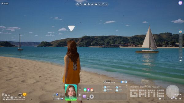 눈 넢인 배경과 해수욕장 배경의 인조이. /게임와이 촬영