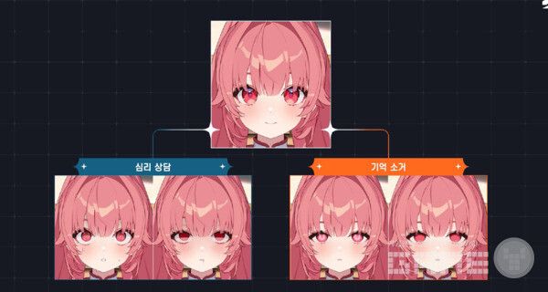 게임 내 함선에서 트라우마 치료를 할 수 있는데, 상담 방법에 따라서도 다른 일러스트를 만나볼 수 있다 / 스마일게이트 제공&nbsp;