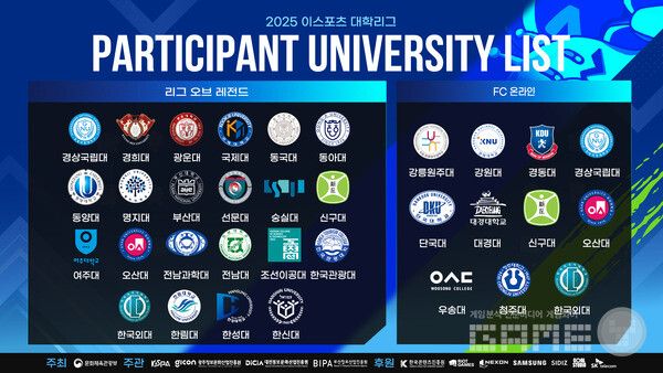 2025 이스포츠 대학리그 참가 대학 /한국e스포츠협회