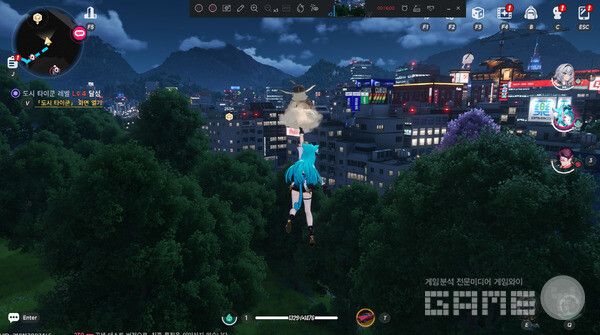 프로펠러형 비행 오브젝트로 활강하며 도시 곳곳을 탐험할 수 있다.&nbsp;이환(NTE) /게임와이 촬영