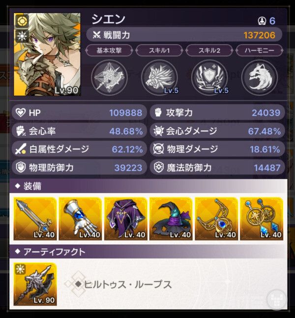 1위 이용자의 캐릭터 구성-시엔. /게임와이 촬영