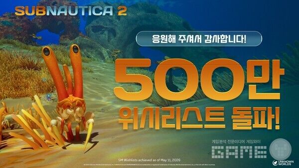 서브노티카 2, 스팀 위시리스트 500만 돌파하며 12일 사전 다운로드 개시