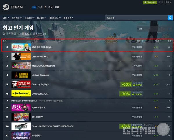 일곱개의 대죄 스팀 순위_일본