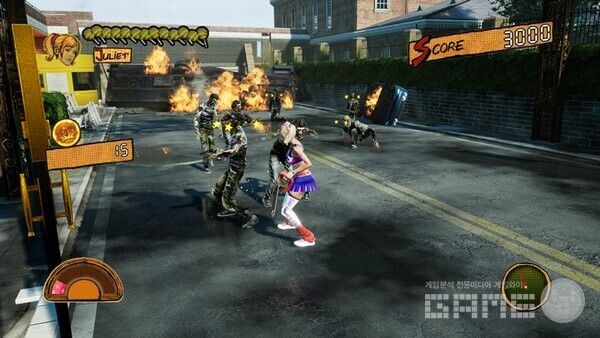 여고생이 전기톱으로 좀비를 써는 게임