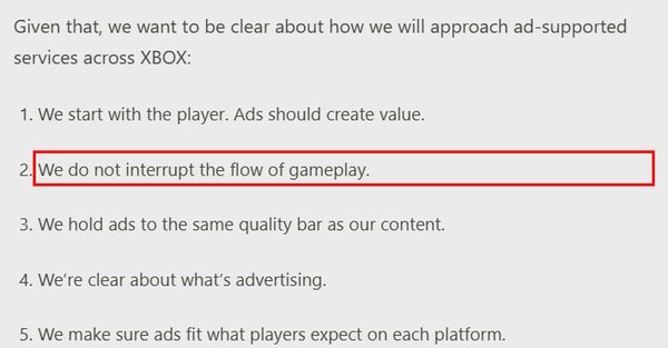 Advertising principles Xbox laid out in July
