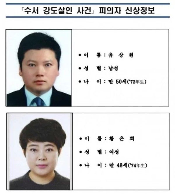 ▲ 유상원(上 50)·황은희(下 48) 부부. 사진=서울경찰청