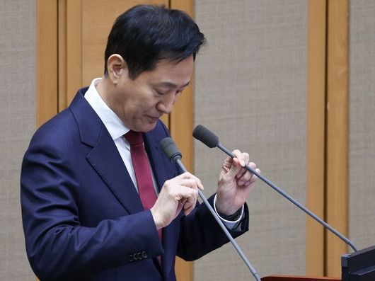 ▲ 오세훈 서울시장이 지난 18일 서울 중구 서울시의회에서 열린 제327회 정례회 제2차 본회의에서 발언하고 있다. 사진=뉴시스