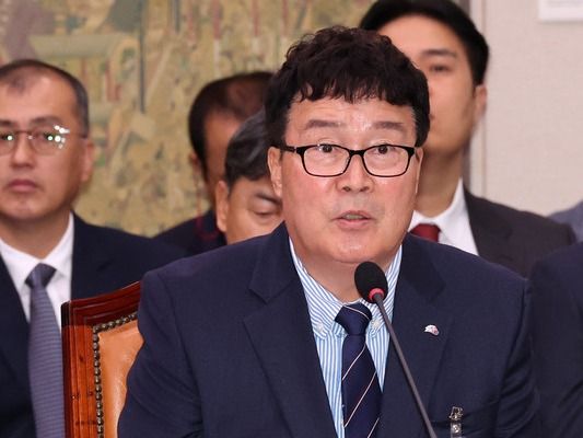 ▲ 김택규 대한배드민턴협회장이 24일 오전 서울 여의도 국회에서 열린 문화체육관광위원회의 대한축구협회 등에 대한 현안질의에서 의원 질의에 답변하고 있다. 사진=뉴시스