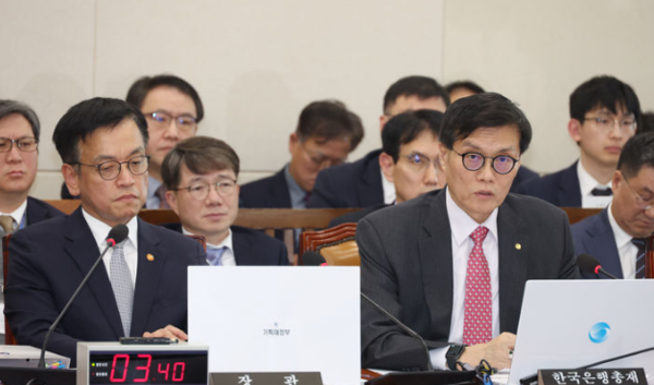 ▲ 이창용 한국은행 총재가 지난 17일 서울 여의도 국회에서 열린 제419회 국회(임시회) 기획재정위원회 제1차 전체회의에서 의원 질의에 답하고 있다. 사진=뉴시스