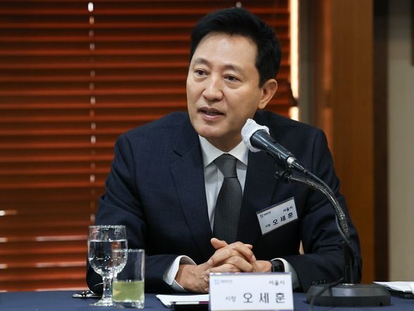 ▲ 오세훈 서울시장이 지난 11일 서울 중구 프레스센터에서 열린 제33회 서울총장포럼 총회에서 모두발언하고 있다. 사진=뉴시스