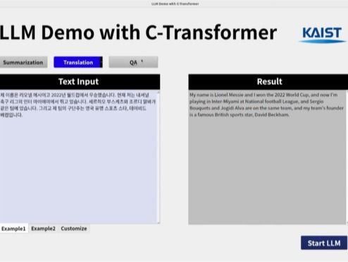 ▲ 유회준 교수팀이 개발한 AI 반도체 '상보형-트랜스포머'를 일반 노트북에 연결해 거대언어모델(LLM)인 GPT-2를 시연하는 장면. 사진=김상엽 교수 유튜브 갈무리