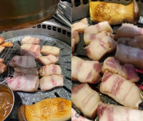 ▲ 제주 중문의 한 고깃집에서 판매한 비계뿐인 삼겹살 사진. 사진=온라인 커뮤니티 갈무리