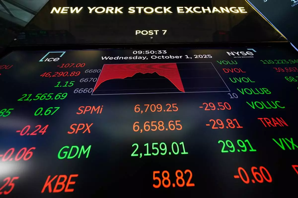 ▲ 1일(현지시간) 미국 뉴욕의 뉴욕 증권거래소에서 재무 정보가 표시되어 있다. 사진뉴시스