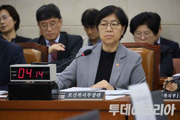 ▲ 정은경 보건복지부 장관이 15일 서울 여의도 국회에서 열린 보건복지위원회의 보건복지부, 질병관리청 등에 대한 국정감사에서 답변하고 있다. 사진=투데이코리아