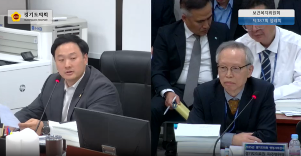 ▲ 고준호 경기도의회 의원이 보건복지위원회 행정사무감사에서 경기도의료원 파주병원 병원장들에 대한 경영능력 재평가가 필요하다고 지적했다. 사진=경기도의회