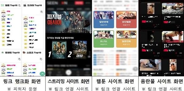 ▲ 피의자들이 운영한 불법 콘텐츠 허브 사이트. 사진=강원경찰청