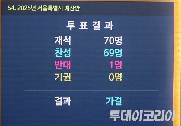 ▲ 2025년 서울특별시예산안이 13일 서울시의회에서 가결됐다. 사진=투데이코리아