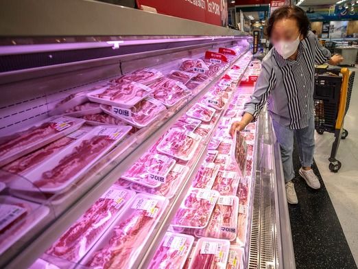 ▲ ▲ (본 기사와 무관한 사진)18일 오전 서울시내 대형마트를 찾은 시민이 축산물을 보고 있다.&nbsp; 사진=뉴시스