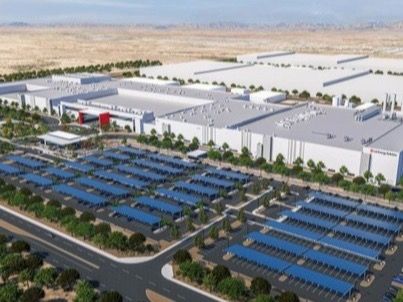 ▲ LG에너지솔루션 미국 애리조나주 46시리즈 원통형 및 리튬인산철(LFP) 에너지저장장치(ESS) 배터리 생산 공장 조감도. 사진=LG에너지솔루션