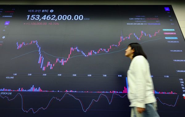 ▲ 가상화폐 비트코인이 사상 처음 11만 달러를 넘어선 22일 서울 강남구 업비트 고객센터 전광판에 비트코인 시세가 표시되고 있다. 사진=뉴시스