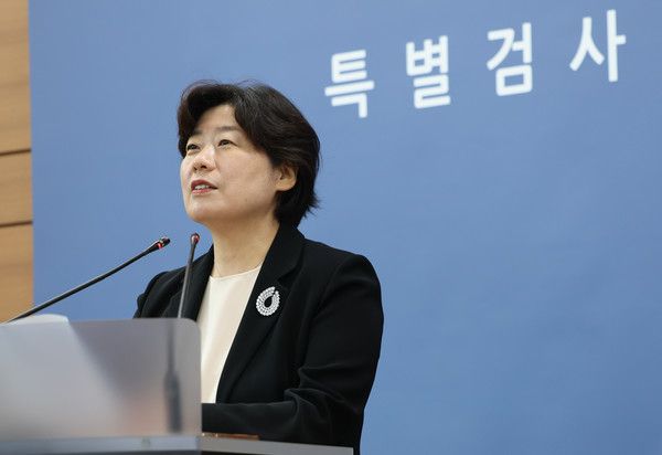 ▲ 박지영 내란 특검 특검보가 8일 오후 서울 서초구 고등검찰청에 마련된 내란 특검 사무실에서 정례 브리핑을 하고 있다. 사진=뉴시스