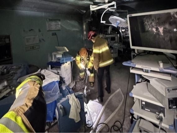 ▲ 14일 오전 광주 조선대병원 수술실에서 화재가&nbsp;발생해 환자와 의료진 40여 명이 대피했다. 사진=광주동부소방서