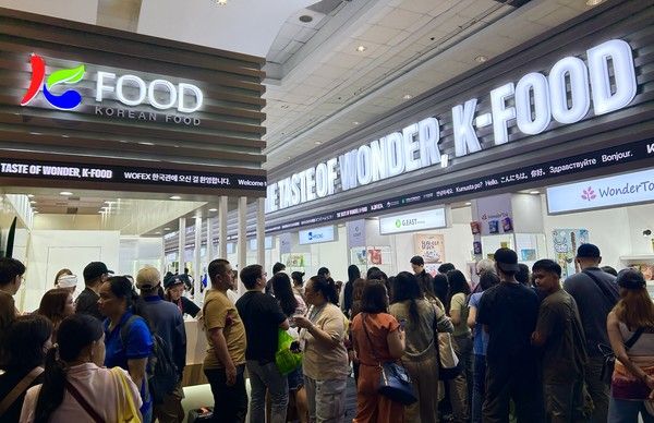 ▲ ‘2025 마닐라 국제식품박람회(WOFEX)’ 통합한국관 전경. 사진=한국농수산식품유통공사