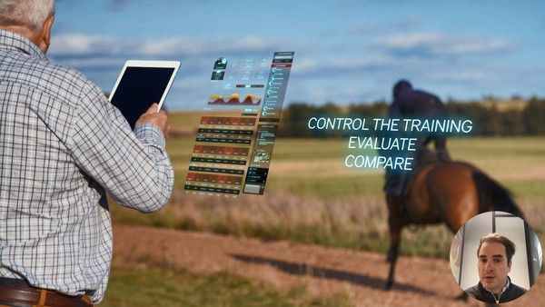 ▲ 프랑스 데이터 분석 전문기업 Arioneo의 경영총괄자인 발랑탱 라팡이 말의 상태를 데이터로 수집·분석할 수 있는 웨어러블 센서를 발표하고 있다. 사진=한국마사회