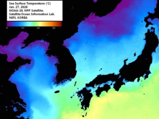 ▲ 국립수산과학원(수과원)의 NOAA위성 수온·위성영상. 사진=국립수산과학원