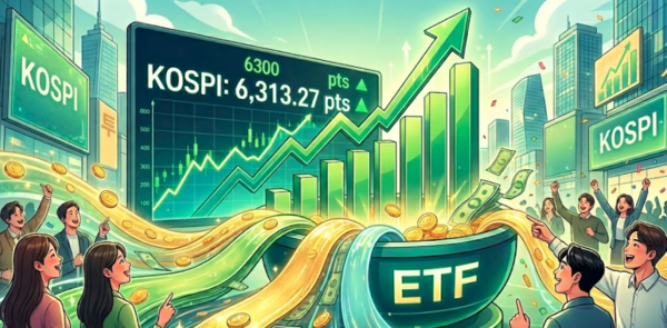 ▲ 코스피 지수가 연일 사상 최고치를 경신하며 국내 ETF 시장으로의 자금 유입이 확대되고 있다. 이미지=제미나이