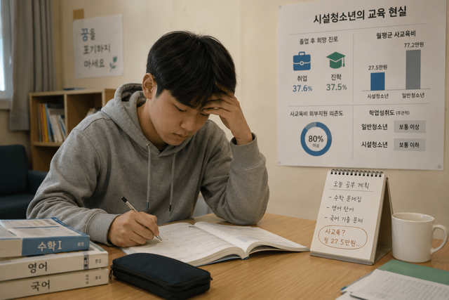 ▲ 시설에서 생활하는 청소년 상당수가 고등학교 졸업과 동시에 대학이 아닌 취업을 선택하는 것으로 나타났다. 이미지=챗GPT