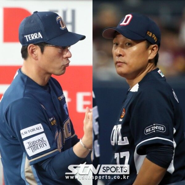 NC 강인권 감독(좌측)과 두산 이승엽 감독(우측). 사진┃뉴시스