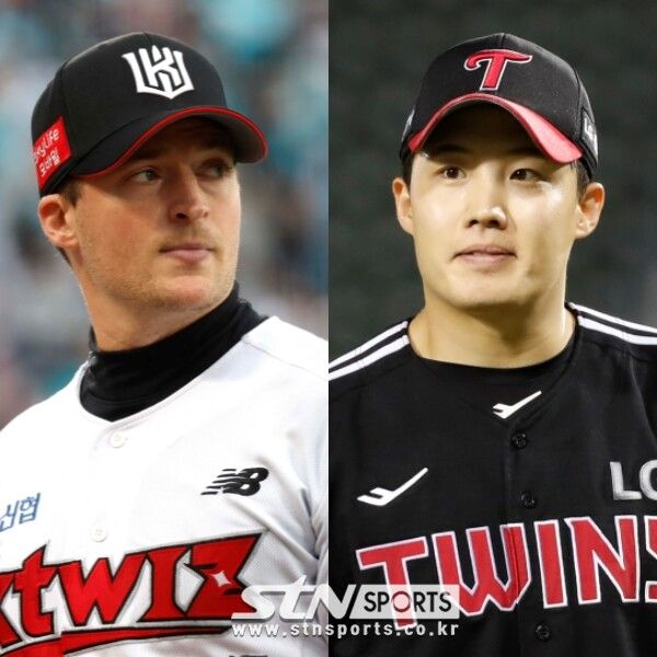 KT 위즈 웨스 벤자민(좌측)과 LG 트윈스 임찬규(우측). 사진┃뉴시스
