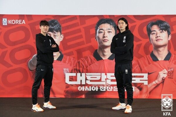 28일 서울 용산구 CGV 아이파크몰에서 열린 2023 아시아축구연맹(AFC) 카타르 아시안컵 축구 국가대표팀 명단 발표식. 사진┃KFA