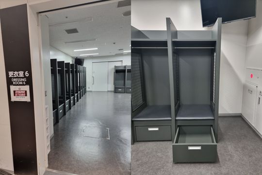 일본 도쿄 아리아케 아레나 경기장 라커룸. 사진┃WKBL
