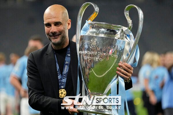 UCL 우승 직후 펩 과르디올라 감독. 사진┃뉴시스/AP
