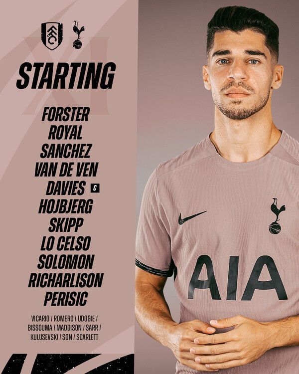 토트넘 선발 라인업. 사진┃토트넘 공식 SNS